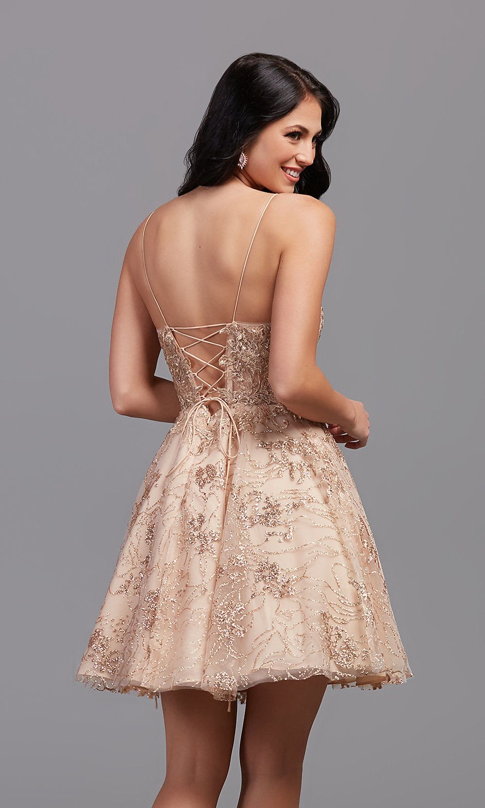 PromGirl Short Gold Glitter Homecoming Dress sold by PromGirl product image thumbnail 2