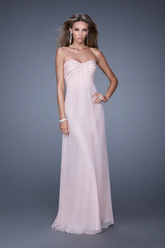 La Femme Strapless Long Prom Dress with Pearls sold by PromGirl