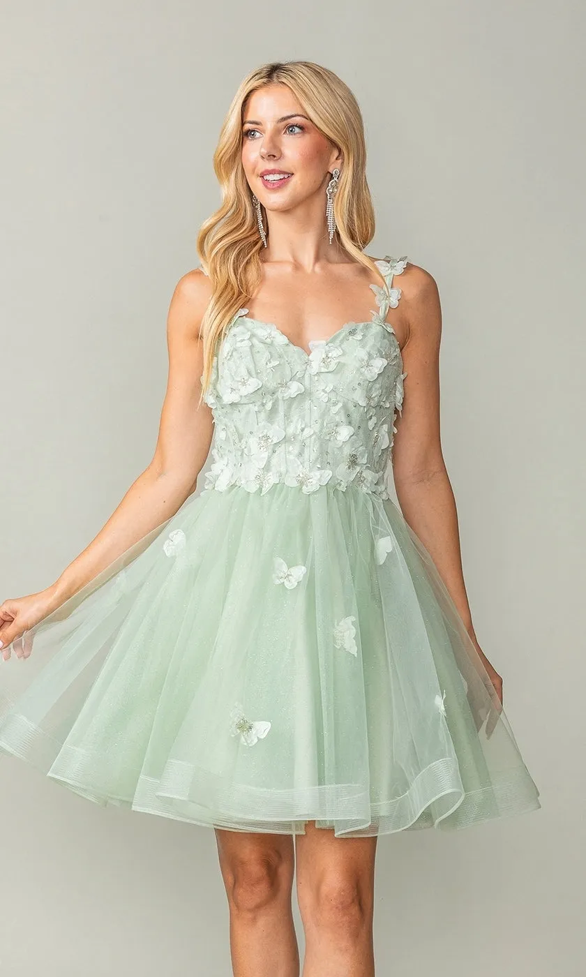 Lace-Up Short Butterfly Homecoming Dress 3369 sold by PromGirl product image thumbnail 3