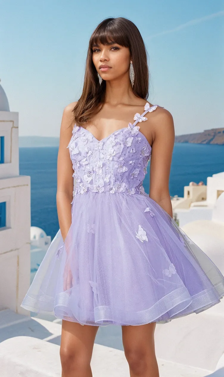 Lace-Up Short Butterfly Homecoming Dress 3369 sold by PromGirl