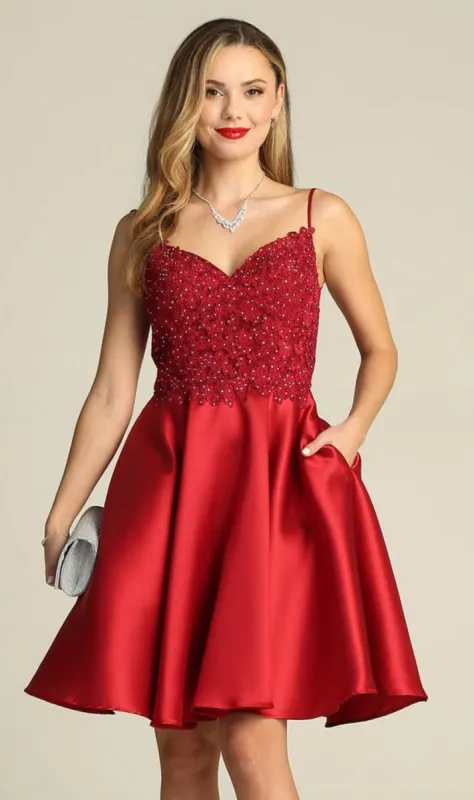 Beaded-Bodice Short A-Line Homecoming Dress XR6008 sold by PromGirl