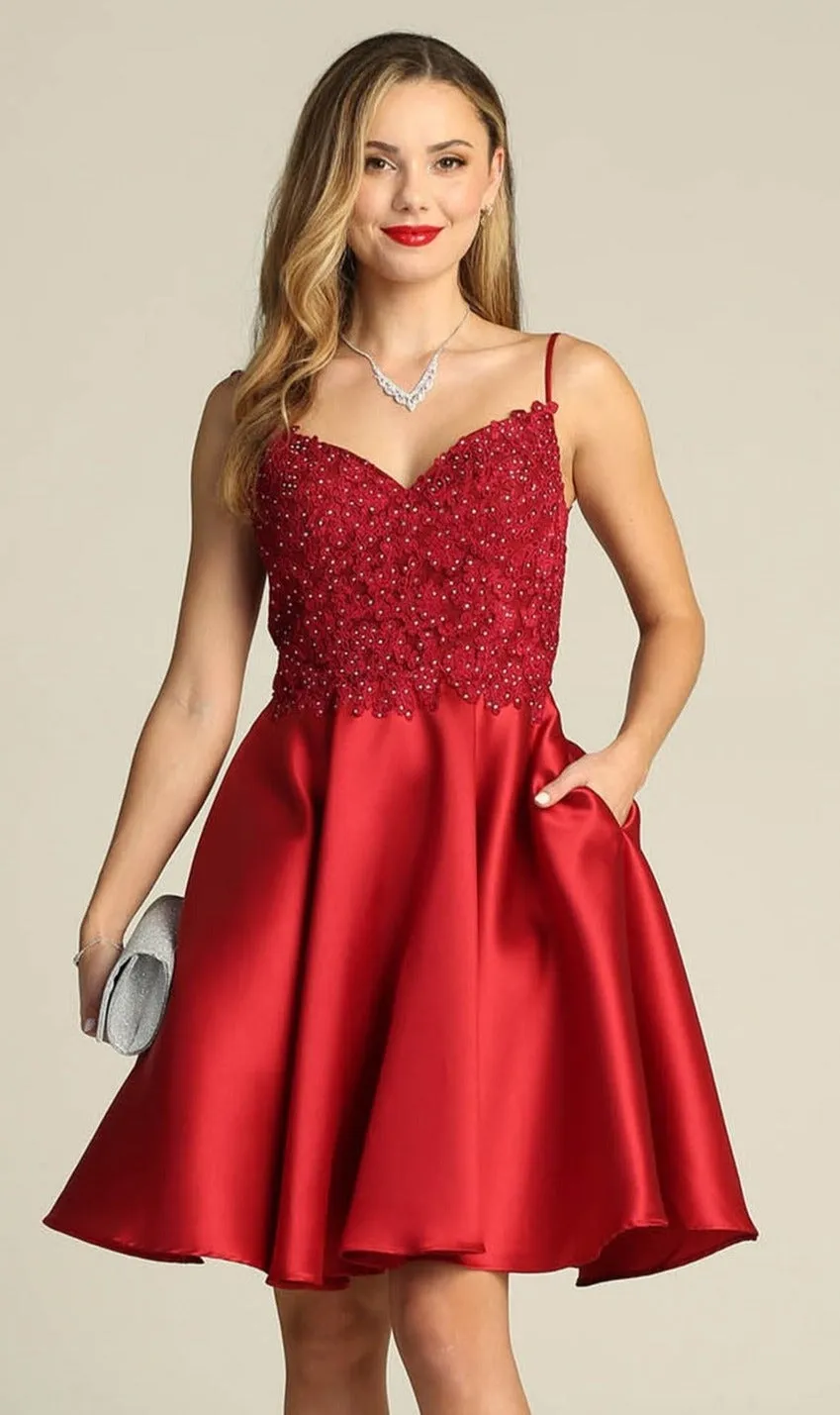 Beaded-Bodice Short A-Line Homecoming Dress XR6008 sold by PromGirl