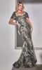 Glitter-Print Puff-Sleeve Long Prom Dress J833 sold by PromGirl