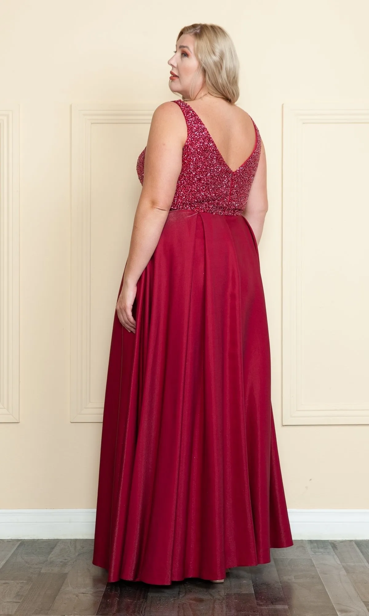 Beaded-Bodice Plus-Size Long Prom Dress W1066 sold by PromGirl product image thumbnail 4