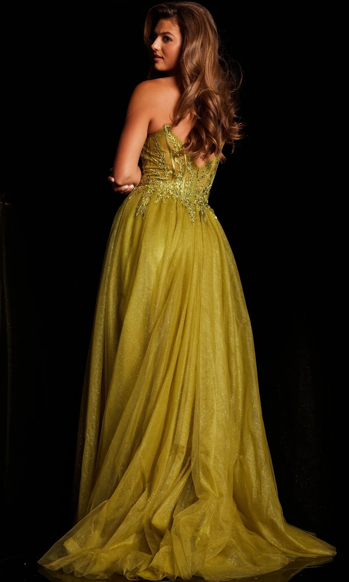 Strapless Glitter Prom Ball Gown JVN37520 sold by PromGirl product image thumbnail 2