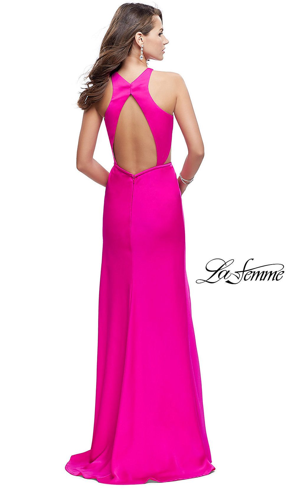 La Femme Long Open-Back Prom Dress with Slit sold by PromGirl product image thumbnail 2