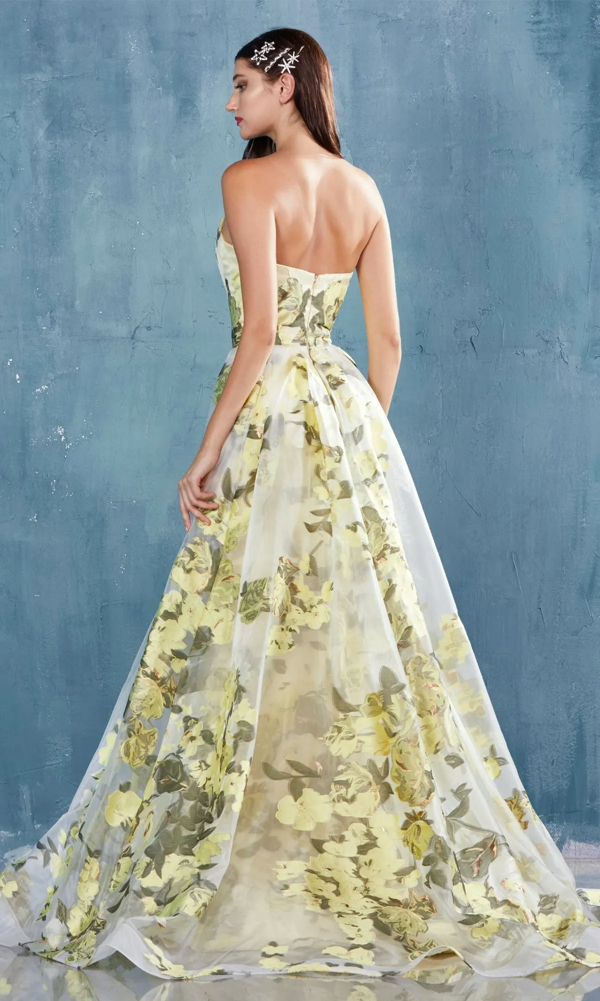 Lemon Yellow Floral-Print Long Prom Dress A0770 sold by PromGirl product image thumbnail 2