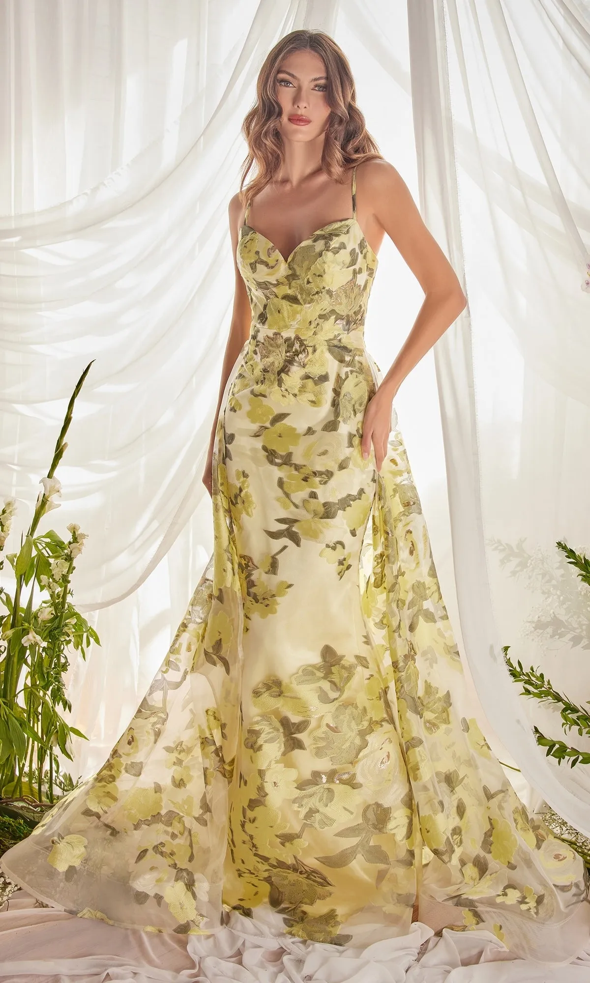 Lemon Yellow Floral-Print Long Prom Dress A0770 sold by PromGirl product image thumbnail 3