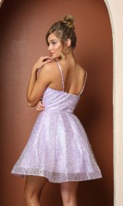 Sequin Short Fit-and-Flare Unique Homecoming Dress sold by PromGirl