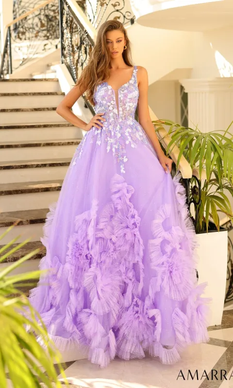 Amarra V-Neck Long Ruffled Prom Ball Gown 88880 sold by PromGirl