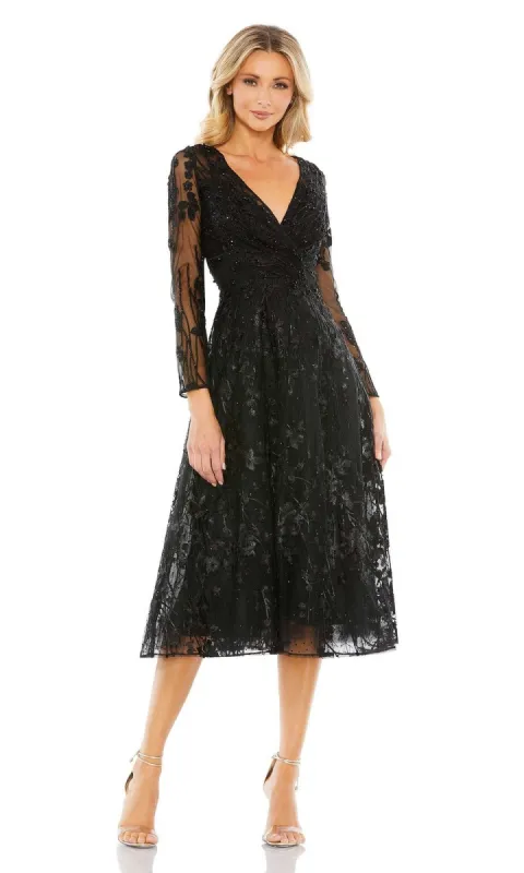 Mac Duggal Sleeved Black Wedding-Guest Dress 204041 sold by PromGirl