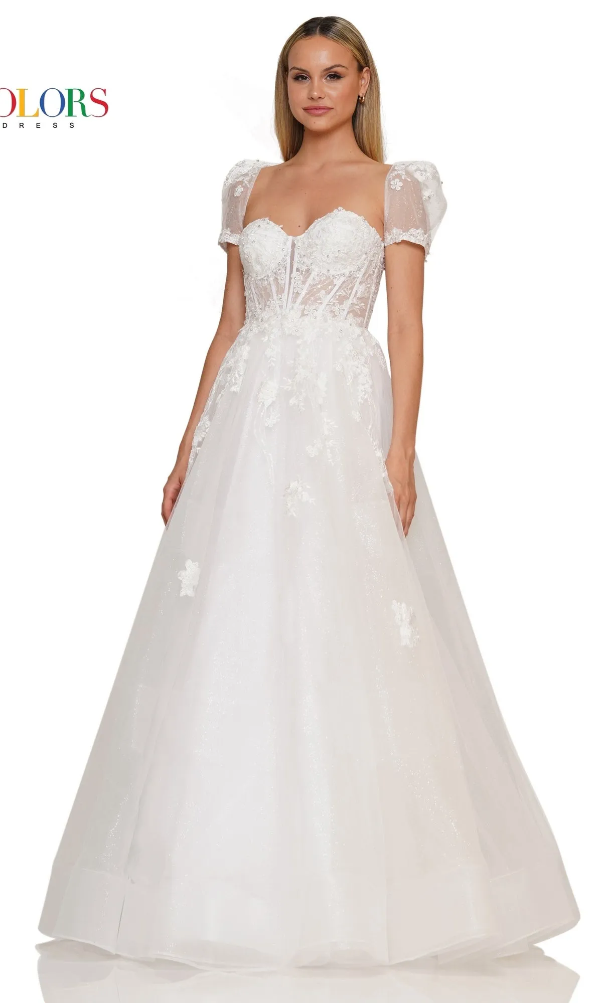 Puff-Sleeve Strapless Long Glitter Prom Dress 3179 sold by PromGirl product image thumbnail 5