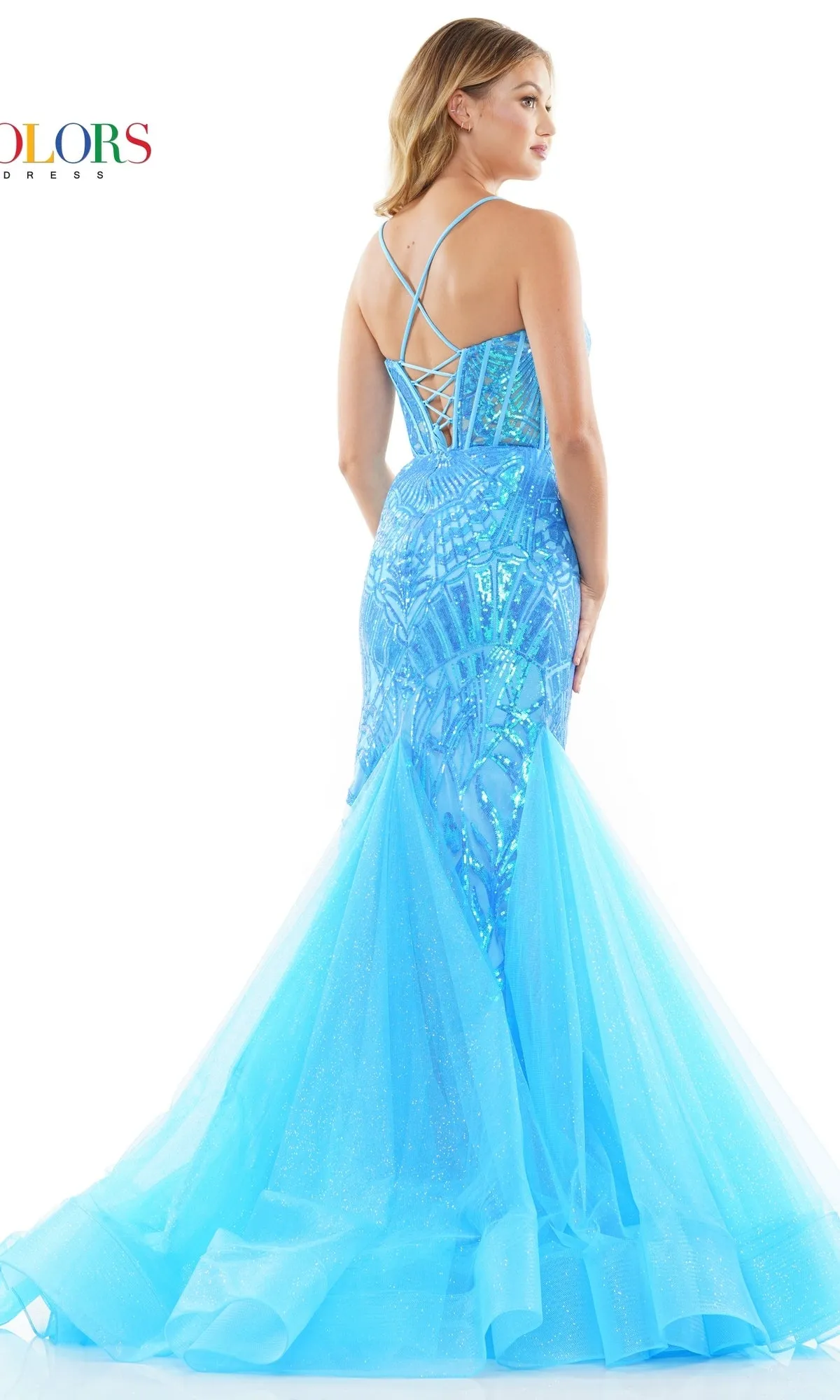 Sequin-Print Long Corset Mermaid Prom Dress 3203 sold by PromGirl product image thumbnail 2