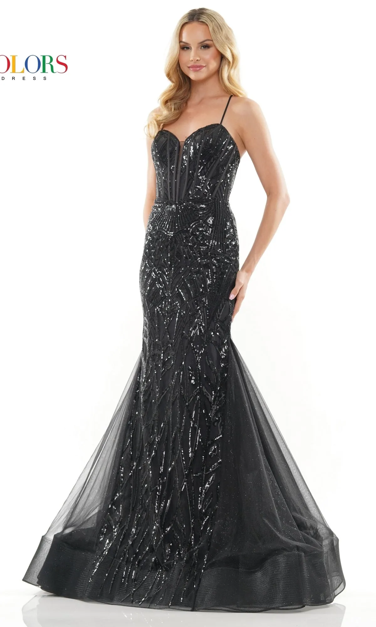 Sequin-Print Long Corset Mermaid Prom Dress 3203 sold by PromGirl product image thumbnail 3