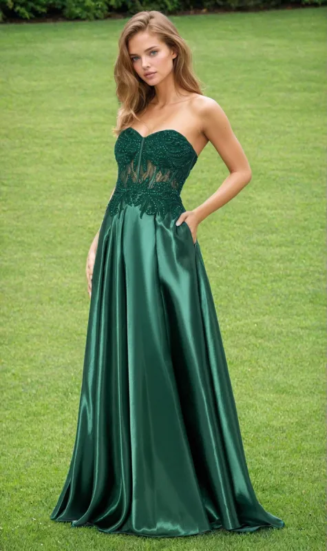 Strapless Sweetheart Long A-LIne Prom Dress 3331BN sold by PromGirl