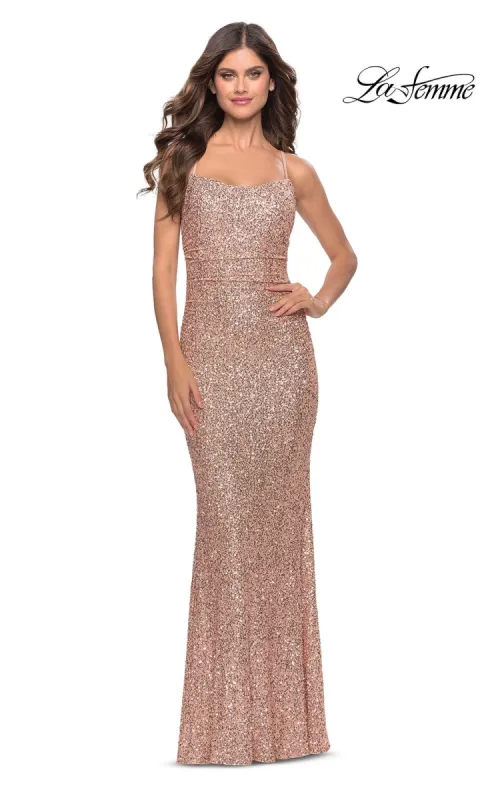 Open-Back La Femme Long Sequin Prom Dress 31027 sold by PromGirl