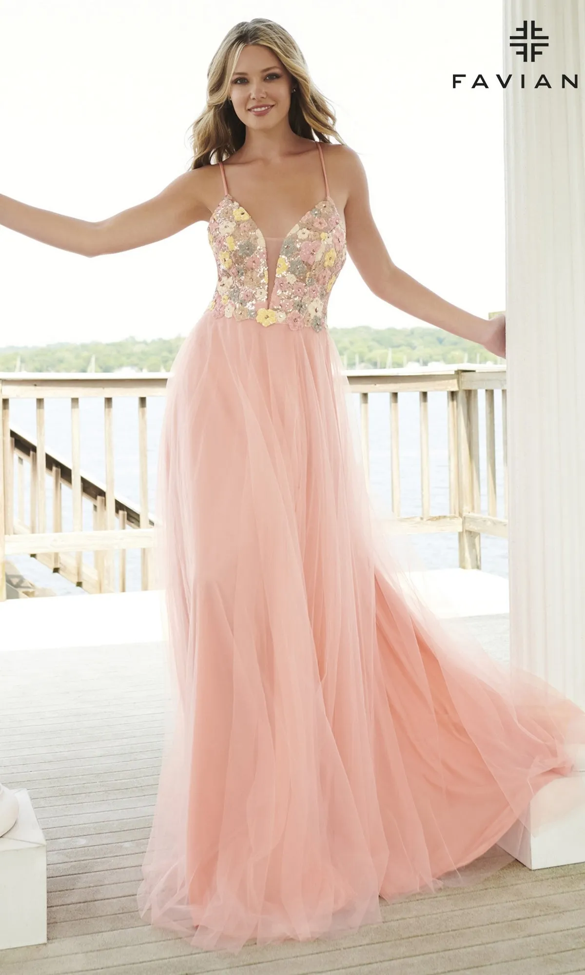 Faviana Long Prom Dress with Sequin Floral 11001 sold by PromGirl product image thumbnail 4