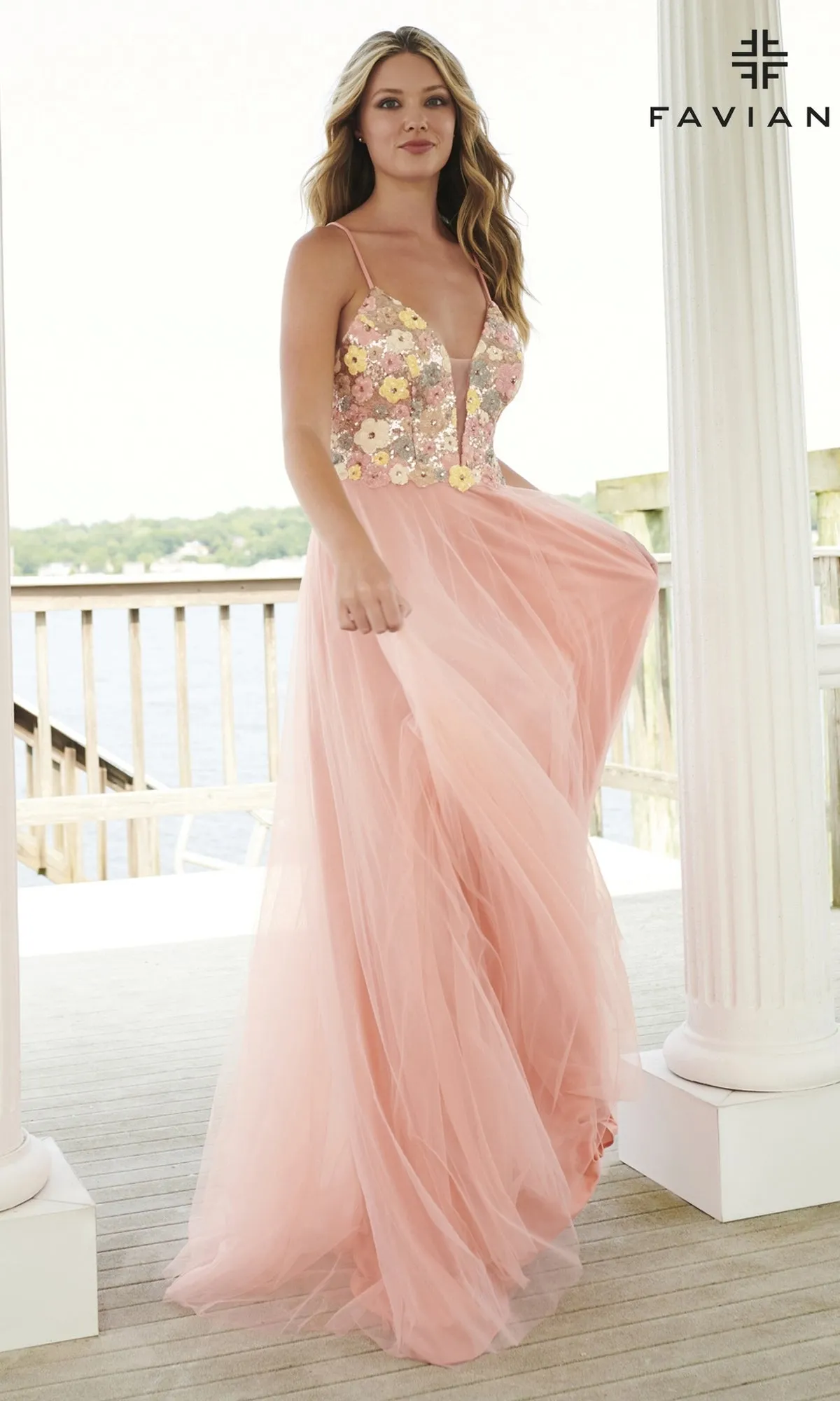 Faviana Long Prom Dress with Sequin Floral 11001 sold by PromGirl