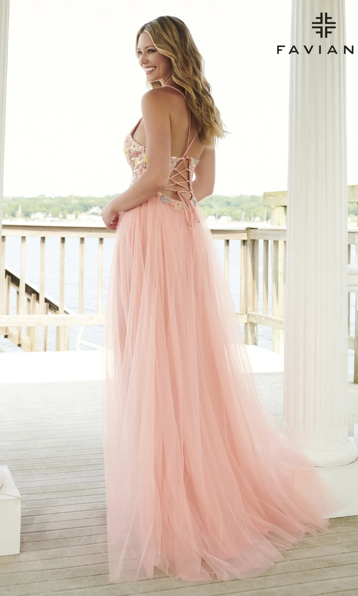 Faviana Long Prom Dress with Sequin Floral 11001 sold by PromGirl product image thumbnail 2