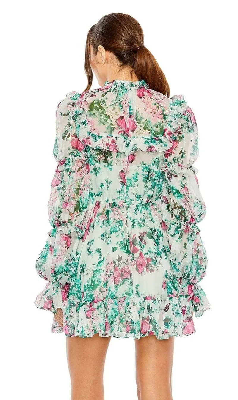 High-Neck Print Party Dress 56008 by Mac Duggal sold by PromGirl product image thumbnail 2