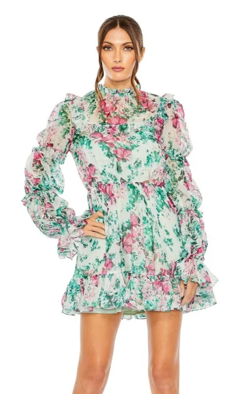 High-Neck Print Party Dress 56008 by Mac Duggal sold by PromGirl