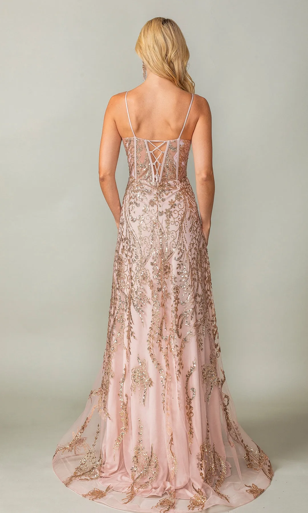 Glitter-Print Long Prom Dress: Dancing Queen 4359 sold by PromGirl product image thumbnail 2