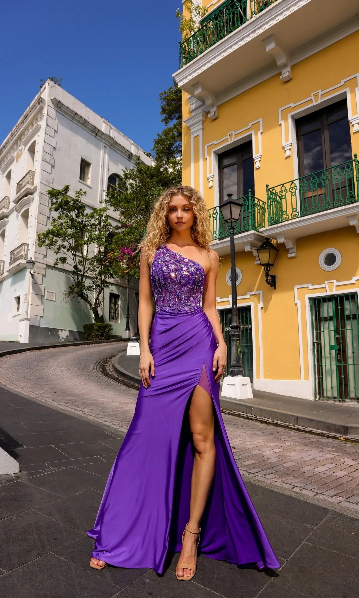 One-Shoulder Bright Prom Gown: Nox Anabel A1317 sold by PromGirl product image thumbnail 5