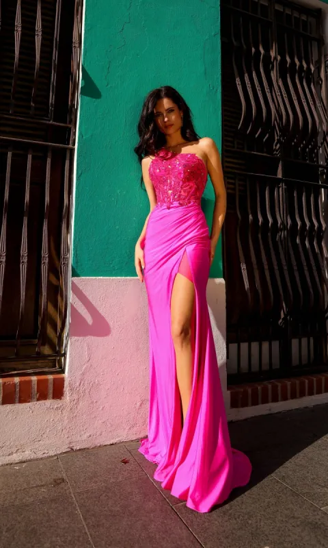 One-Shoulder Bright Prom Gown: Nox Anabel A1317 sold by PromGirl