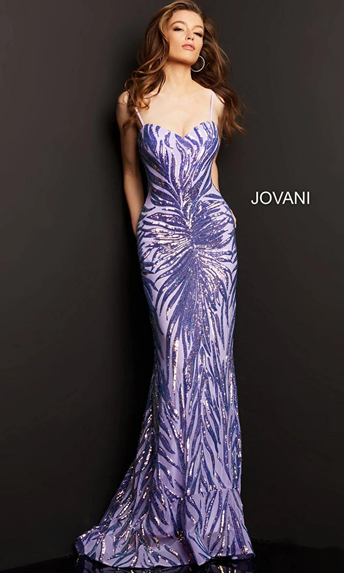 Jovani Sequin-Stripe Long Prom Dress 08481 sold by PromGirl