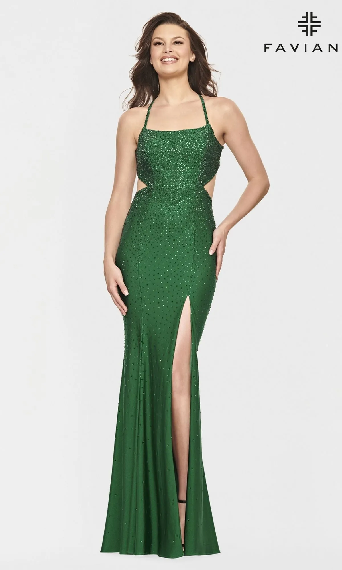 Open-Back Beaded Long Faviana Prom Dress S10829 sold by PromGirl product image thumbnail 3