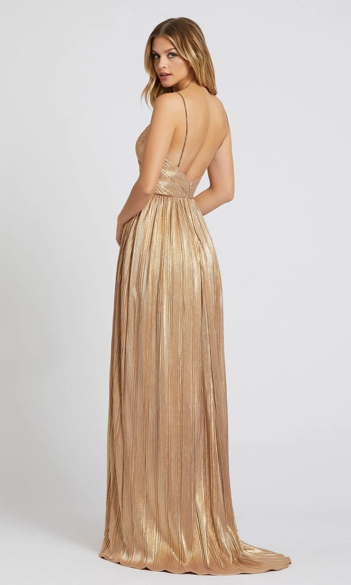 Long Gold Pleated Formal Dress: Mac Duggal 26275 sold by PromGirl product image thumbnail 2