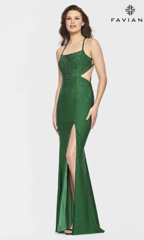 Open-Back Beaded Long Faviana Prom Dress S10829 sold by PromGirl