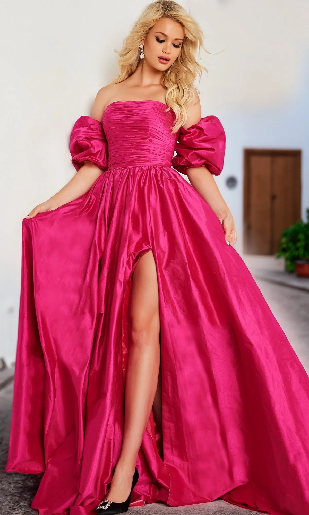 Jovani Puff-Sleeve Long Prom Ball Gown 24099 sold by PromGirl