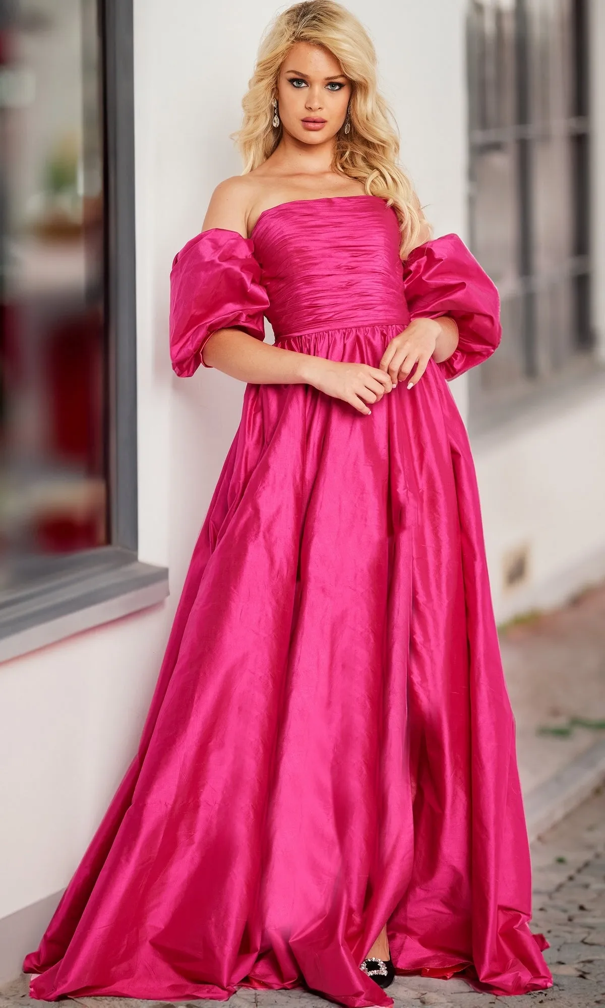 Jovani Puff-Sleeve Long Prom Ball Gown 24099 sold by PromGirl product image thumbnail 3