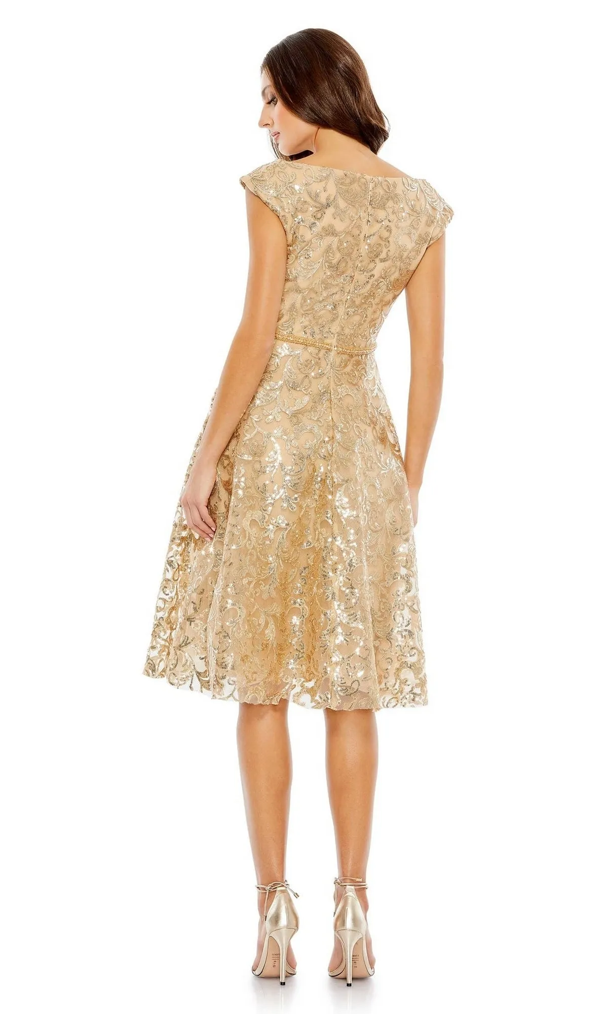 Modest Knee-Length Sequin Party Dress 68012 sold by PromGirl product image thumbnail 4