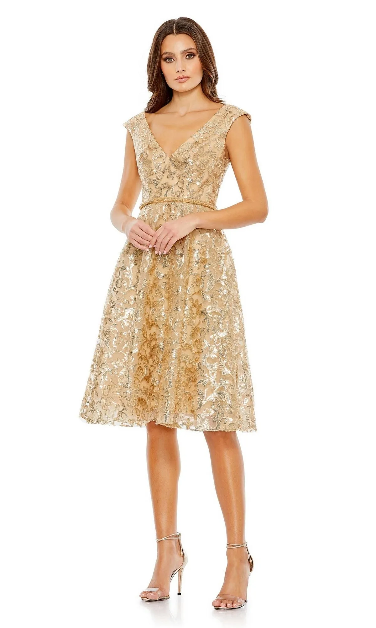 Modest Knee-Length Sequin Party Dress 68012 sold by PromGirl product image thumbnail 3