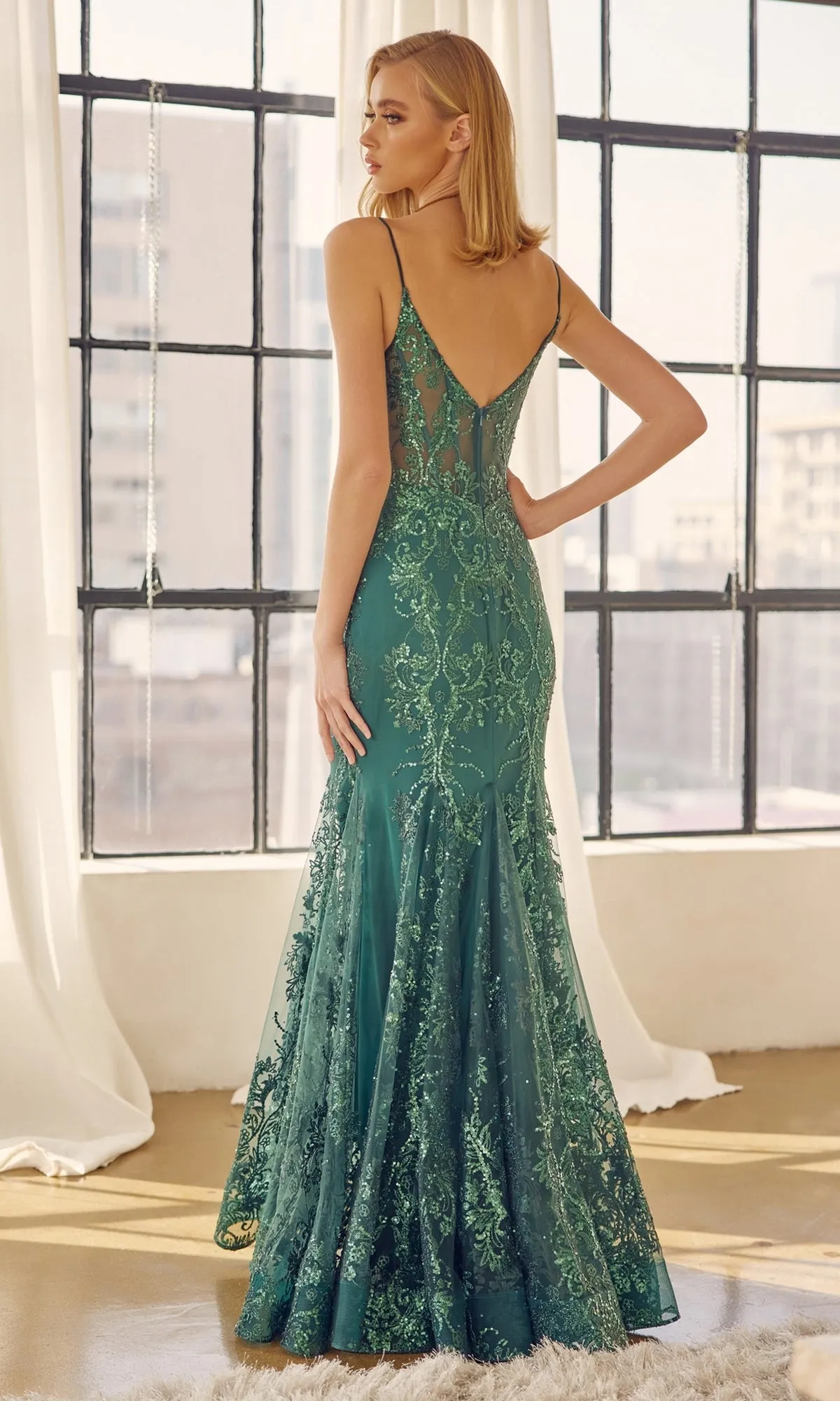 Sheer-Corset Long Glitter Mermaid Prom Dress 274 sold by PromGirl product image thumbnail 2