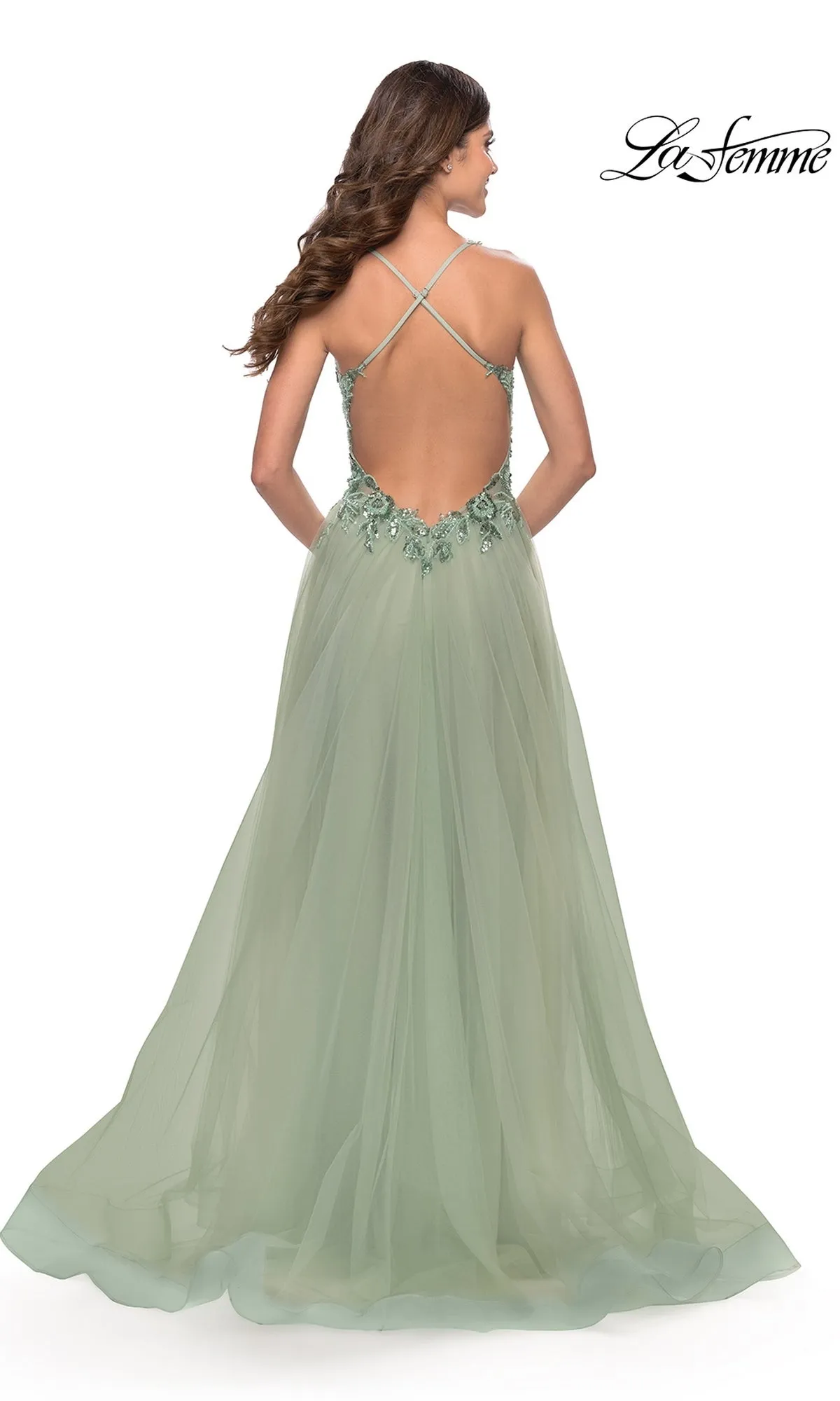 La Femme Lace-Bodice Long Prom Dress 31369 sold by PromGirl product image thumbnail 4