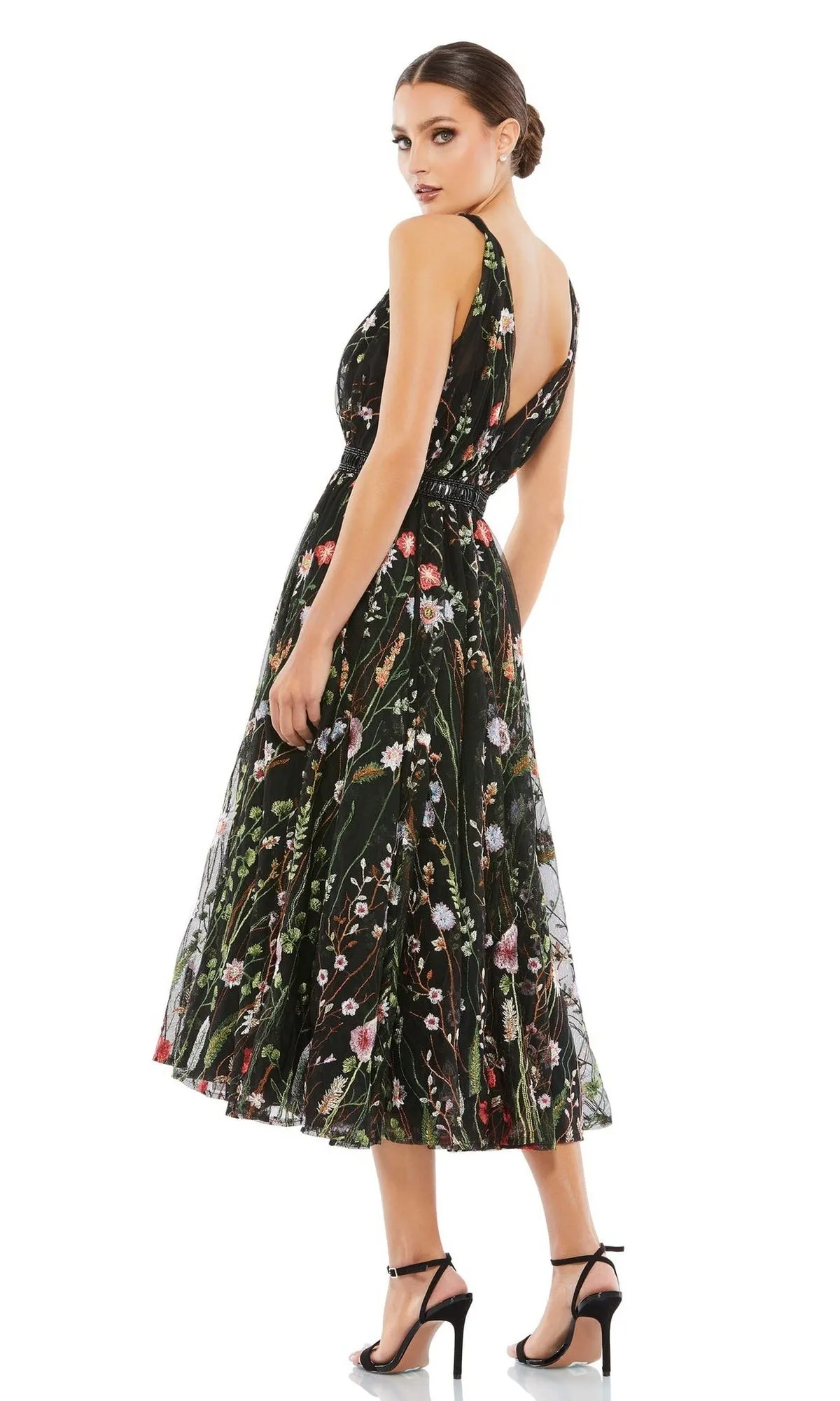 Black Floral Wedding Guest Dress: Mac Duggal 26557 sold by PromGirl product image thumbnail 2
