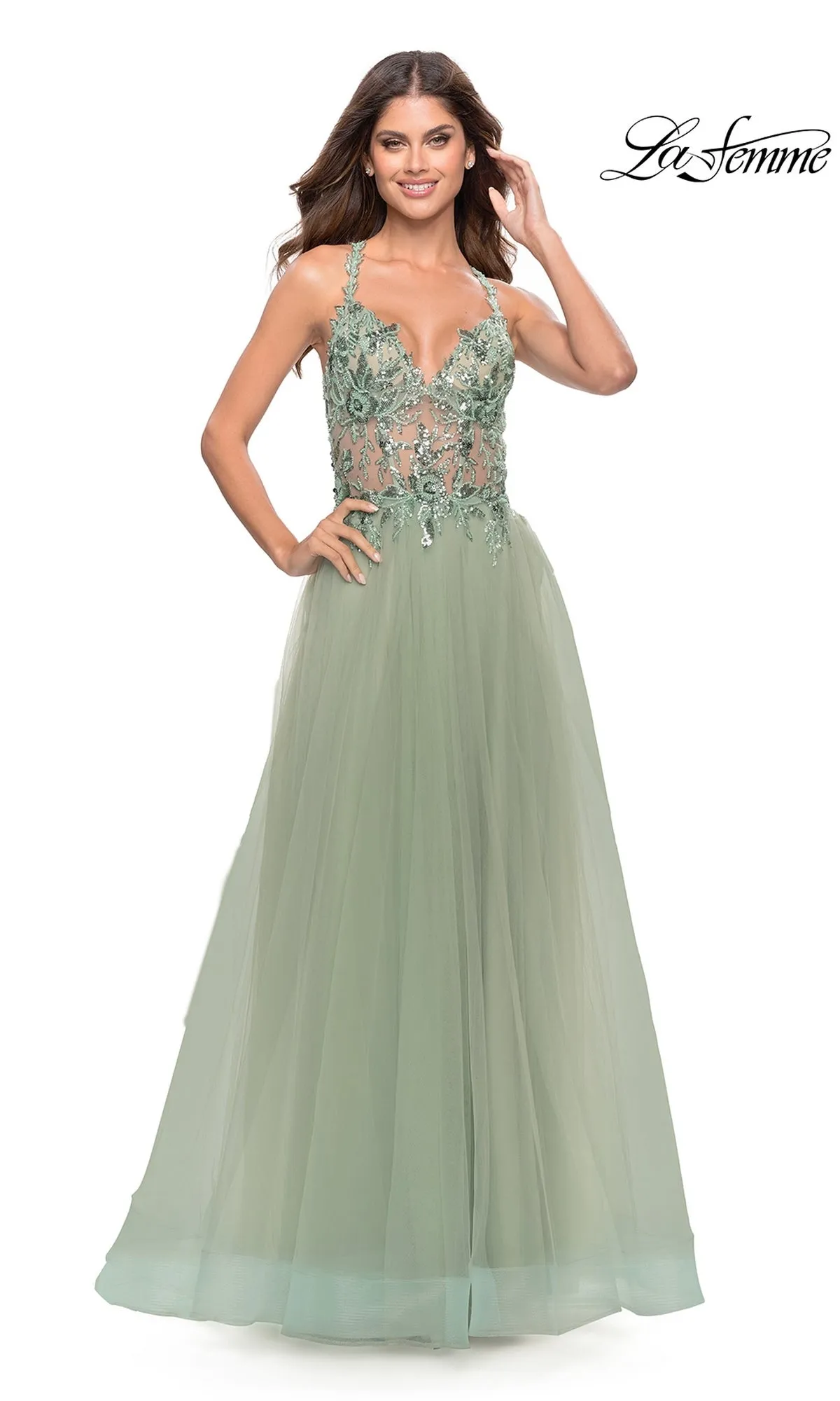 La Femme Lace-Bodice Long Prom Dress 31369 sold by PromGirl product image thumbnail 5