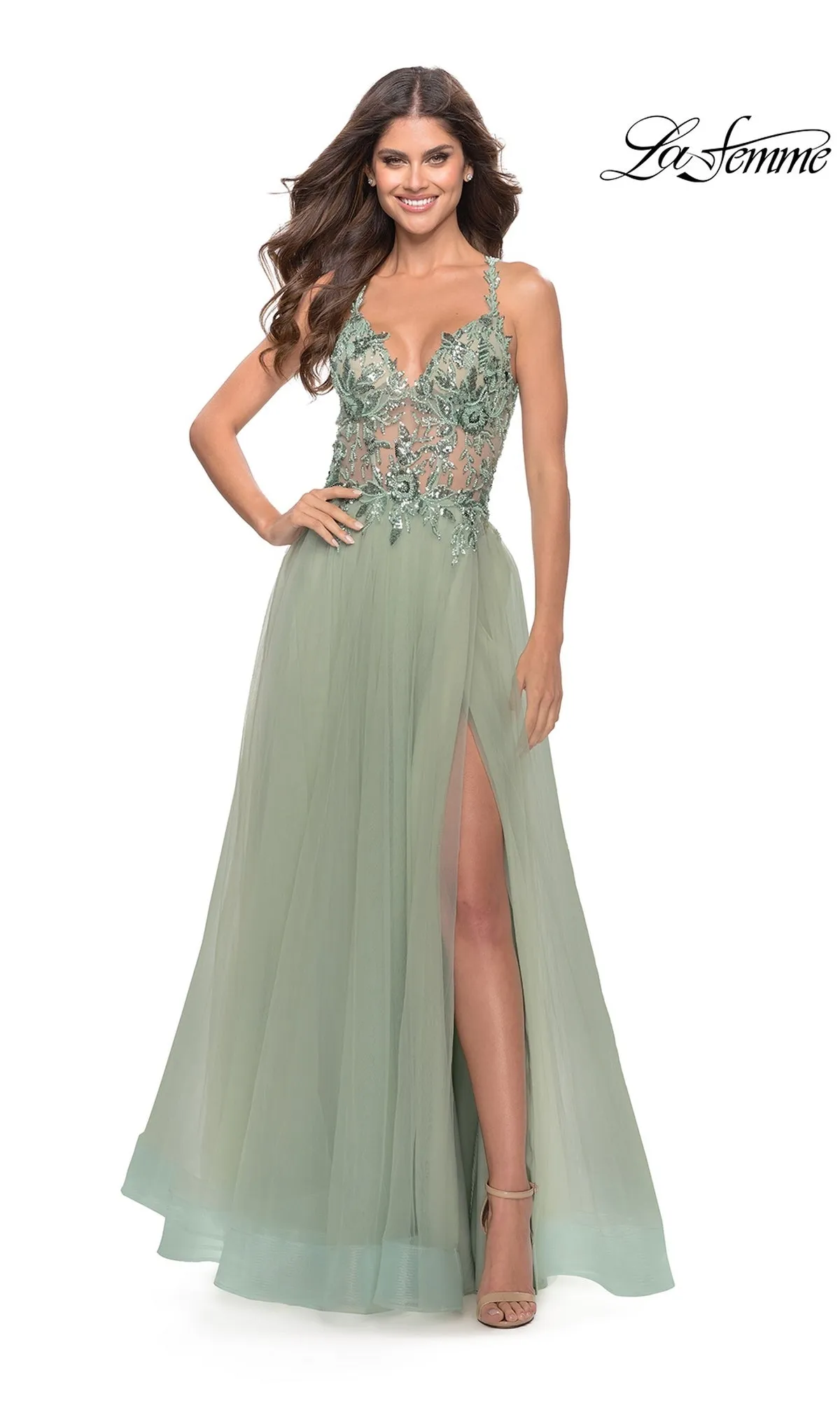 La Femme Lace-Bodice Long Prom Dress 31369 sold by PromGirl product image thumbnail 3