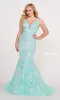 Banded-Waist Long Sequin Mermaid Prom Dress sold by PromGirl