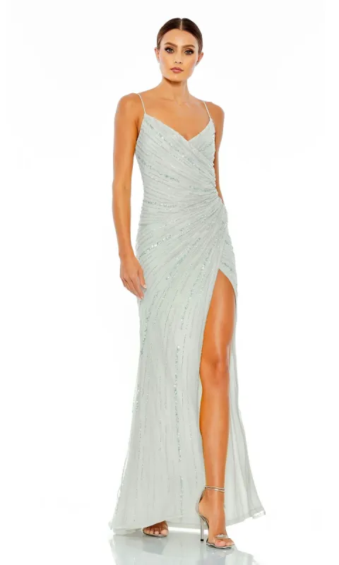 Faux-Wrap Mint Pastel Long Formal Dress 93733 made by Mac Duggal