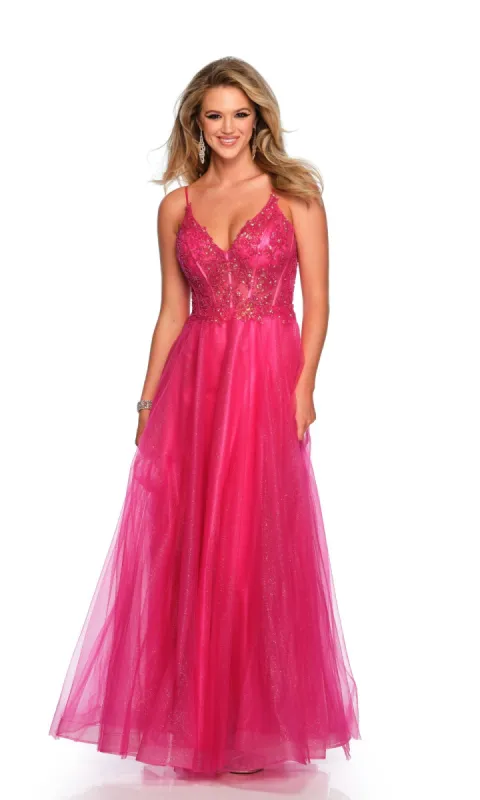 Dave and Johnny Long Fuchsia Pink Prom Dress 11243 sold by PromGirl