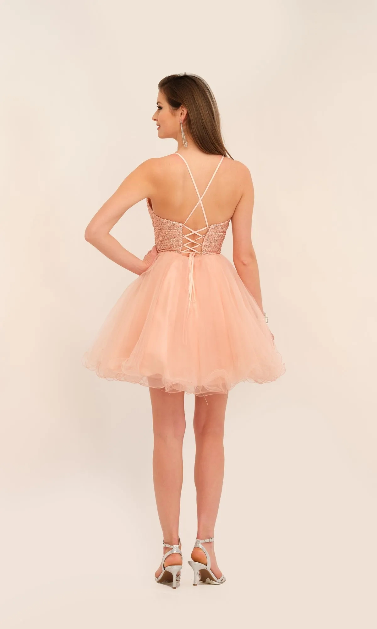 Rose Gold Short Dave & Johnny Dress 11183 sold by PromGirl product image thumbnail 2