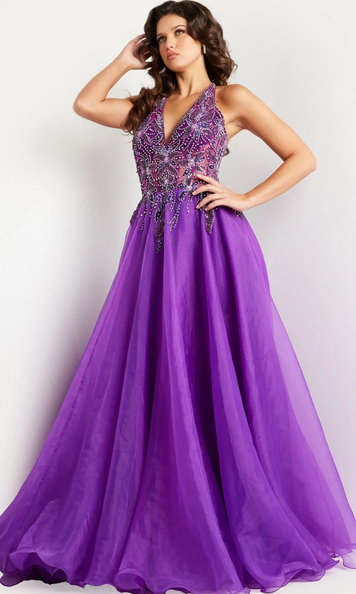 Jovani Long Organza Halter Prom Ball Gown 25964 sold by PromGirl product image thumbnail 3