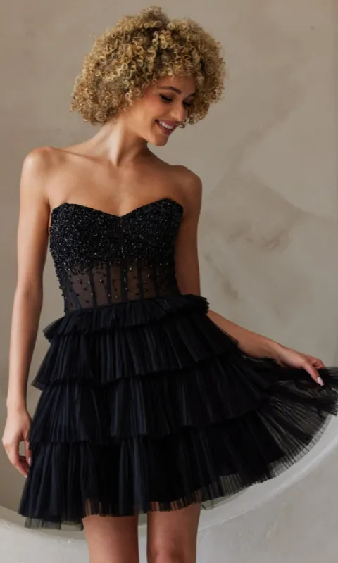 Strapless Short Ruffled A-Line Hoco Dress BZ9999S sold by PromGirl