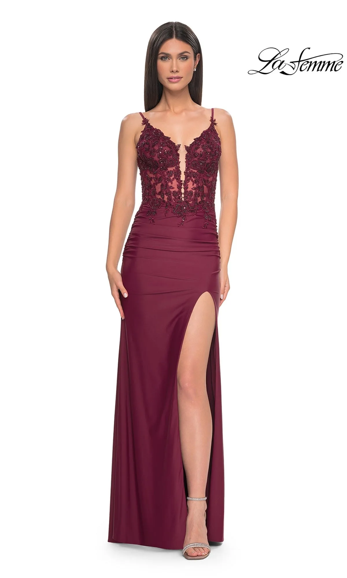 La Femme Plunging V-Neck Long Prom Dress 32132 sold by PromGirl product image thumbnail 3