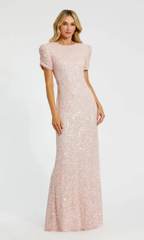 Short Sleeve Sequin Formal Dress: Mac Duggal 24003 sold by PromGirl