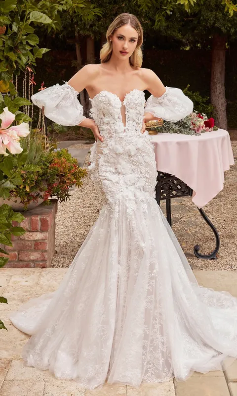 Off-White Long Lace Mermaid Wedding Dress CDS434W sold by PromGirl